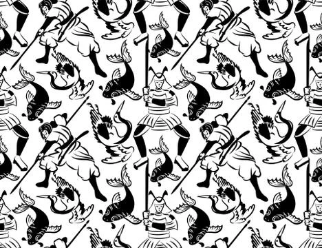 Samurai pattern seamless design illustration Illustrazione stock