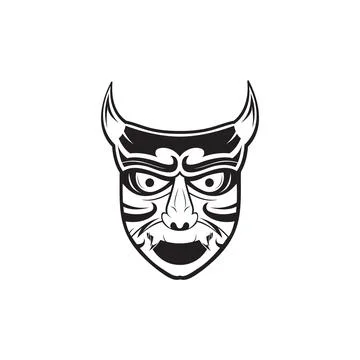 Samurai shogun mask black logo design vector graphic symbol icon sign illus.. Stock Illustration