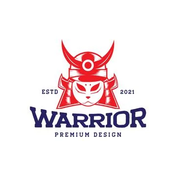 Samurai shogun warrior cat mask logo design vector graphic symbol icon sign.. Stock Illustration
