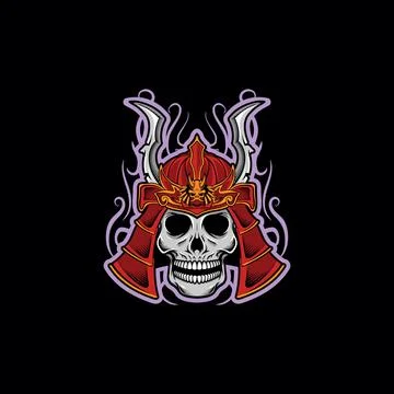 Samurai Skull Head Mascots Logo Vector Eps 10 库存插图