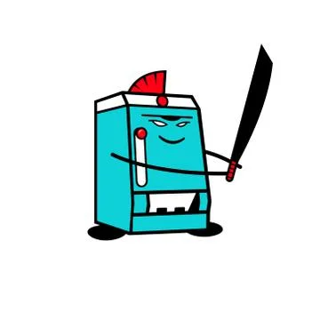Samurai sushi robot device sign Stock Illustration