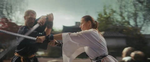 Samurai Sword Fight Scene Cinema Robot Footage Stock Footage 321011108