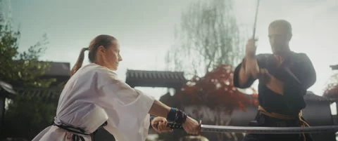 Samurai Sword Fight Scene Cinema Robot Footage Stock Footage 321011113