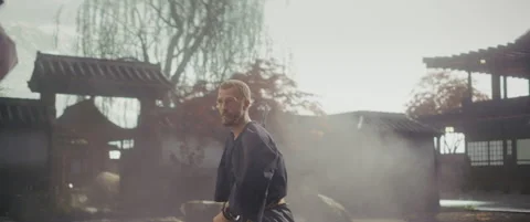 Samurai Sword Fight Scene Cinema Robot Footage Stock Footage 321011164