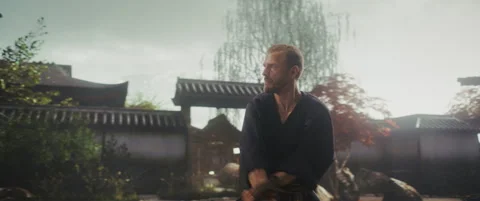 Samurai Sword Fight Scene Cinema Robot Footage Stock Footage 321011193