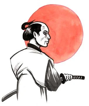 Samurai with a sword Stock Illustration