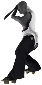 Samurai with sword posed Stock Illustration