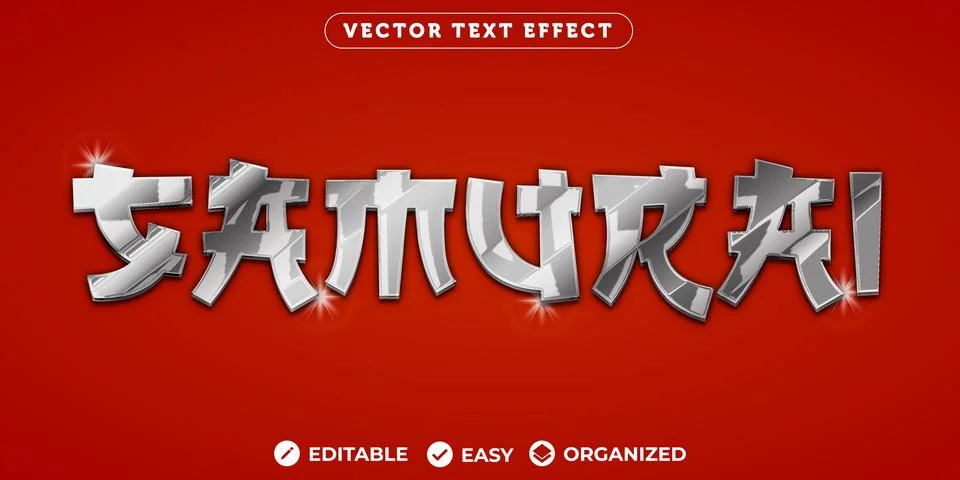 Samurai Text Effect,Fully Editable Font Text Effect Stock Illustration