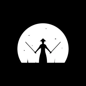 Samurai training night with moon logo design vector graphic symbol icon ill.. Ilustração Stock