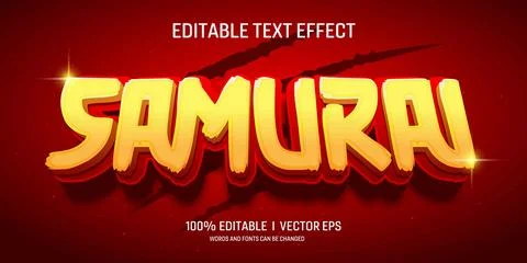 Samurai vector 3d text effect with modern style design Illustration