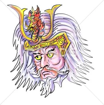 Samurai warrior head Stock Illustration