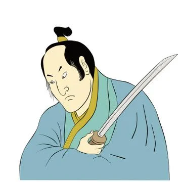 Samurai warrior with katana sword fighting stance Stock Illustration