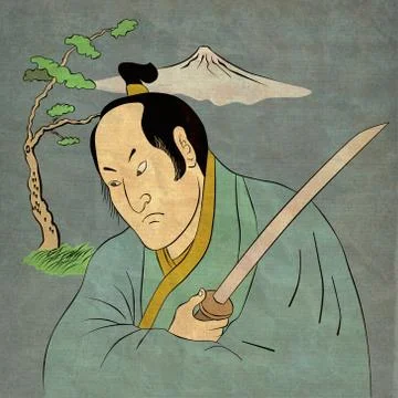 Samurai warrior with katana sword fighting stance Stock-Illustration