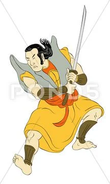 Samurai warrior with katana sword fighting stance Stock Illustration