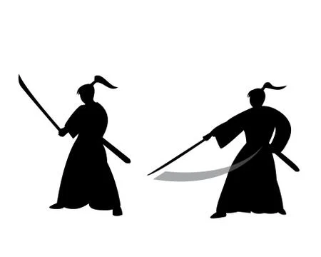 Samurai warrior in silhouette style Stock Illustration