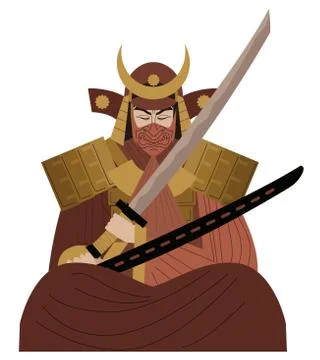 Samurai warrior standing Stock Illustration
