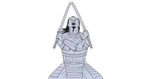 Samurai Warrior Two Swords 2D Animation	 Stock Footage 75660375