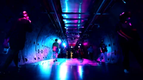 Samyan Mystery lighting concept in Samyan tunnel at Samyan Station Stock Footage 225215135