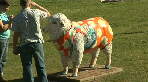 San angelo sheep statue Stock Footage 566592