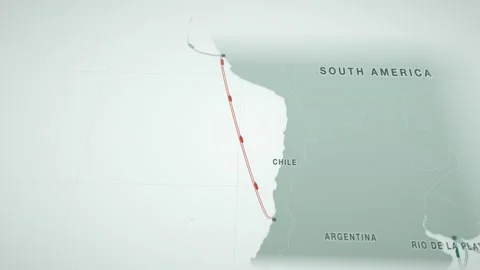 San antonio to callao container maritime trade route map seamless loop Stock Footage 345944938
