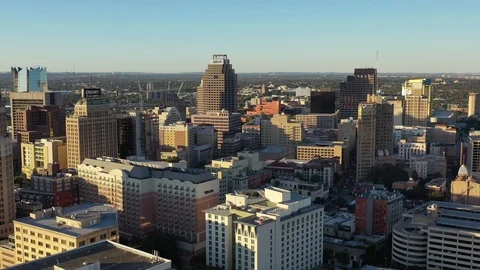 San Antonio Downtown Aerial Pullback Stock Footage