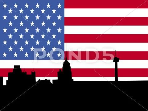 San antonio with flag Stock Illustrationen