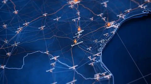 San Antonio map big data visualization. Futuristic map infographic of city in Stock Illustration