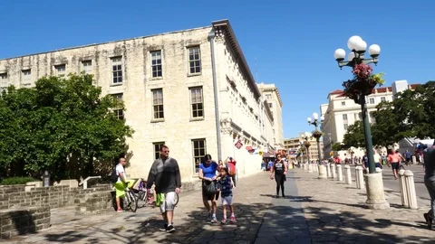 San Antonio Oct 2017 Pedestrian Walking Down City Street by Alamo Stock Footage 82851577