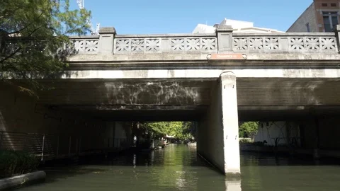 San Antonio Oct 2017 Under Bridge at River Walk People Walking Tree Stock Footage 83120489