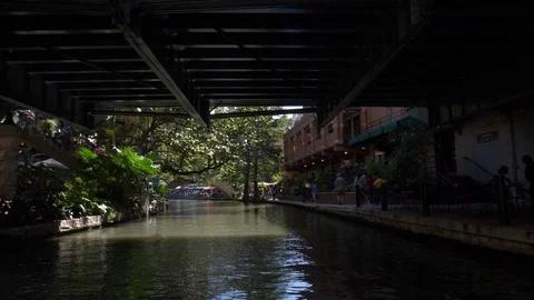 San Antonio Oct 2017 Under Bridge at River Walk People Walking Stock-Footage 83120497