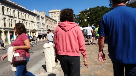San Antonio Oct 2017 Walking Down the Streets by the Alamo POV Stock Footage 82867660