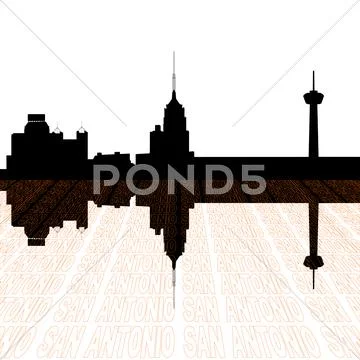 San antonio skyline with perspective text outline foreground Stock Illustration
