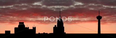 San antonio skyline at sunset Stock Illustration