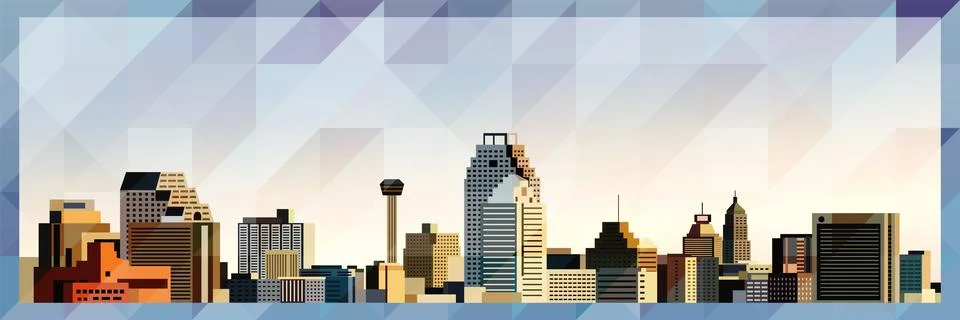 San Antonio skyline vector colorful poster Stock Illustration
