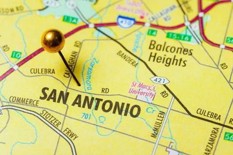 San Antonio Texas Map, Highlighted City Location, USA Stock Photos