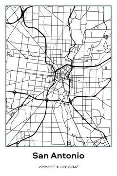 San Antonio, Texas - vector map of city in Black, white, gray colors Stock Illustration