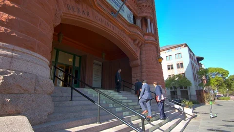 San Antonio TX Bexar County District Courthouse Entrance Exterior Stock Footage 110730378