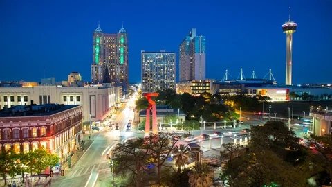 San Antonio TX Generic River Walk Downtown Cityscape Stock Footage 105893850