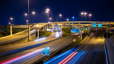San Antonio TX Interstate Exchange Traffic Timelapse Video stock 106126114