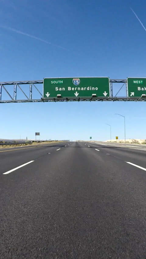 San Bernardino interstate 15 freeway sign Stock Footage 276978676