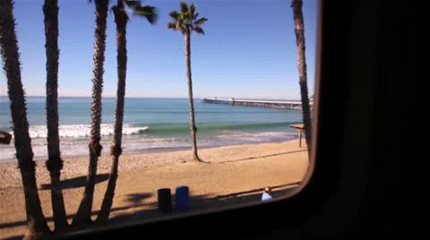 San Clemente Beach View From Train Stock-Footage 10802899