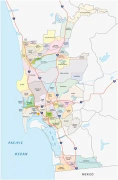 San diego administrative map Stock Illustration