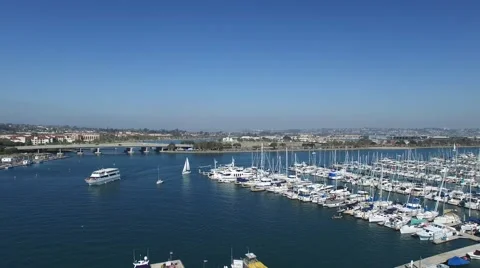 San Diego Bay Yacht Drone Stock Footage