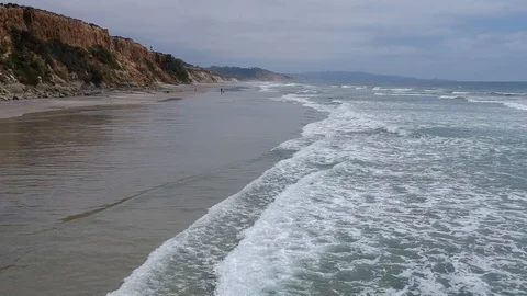 San Diego Beaches With Rolling Waves in Southern California Stock Footage 120367808
