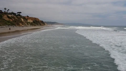 San Diego Beaches With Rolling Waves in Southern California Stock Footage 120367864