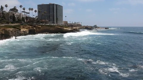 San Diego Beaches With Rolling Waves in Southern California Stock Footage 120368530