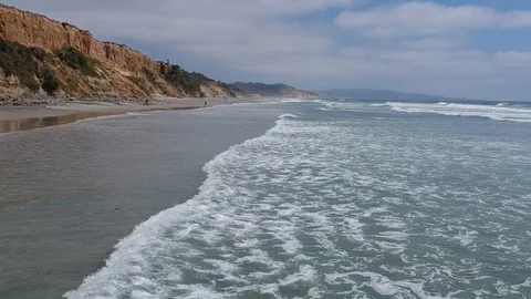 San Diego Beaches With Rolling Waves in Southern California Video stock 120368606