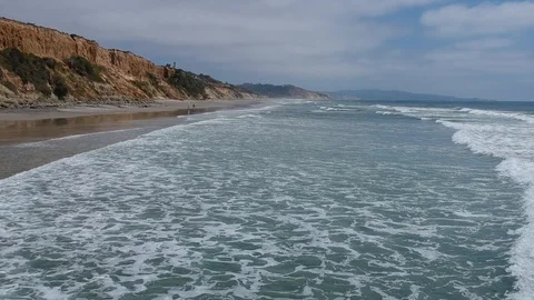 San Diego Beaches With Rolling Waves in Southern California Stock Footage 120368609