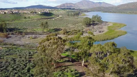 San Diego, CA Lower Otay Lake Reservoir  - Drone Video Stock Footage 79581963