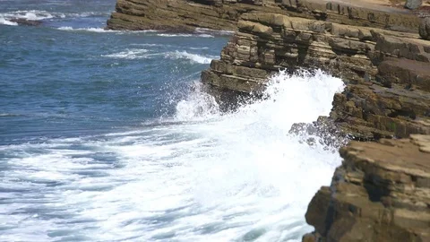 San Diego Cabrillo National Monument Tide Pools at Point Loma Arch Rock Stock Footage